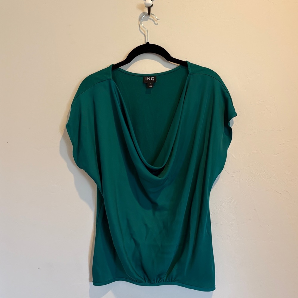 I.N.C. International Concepts Green Cowl Neck Top Medium